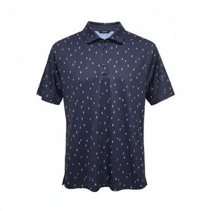 Radmor Taylor Old Mac Print Golf Polo Shirt Dark Navy Mens Large NEW Golfcore